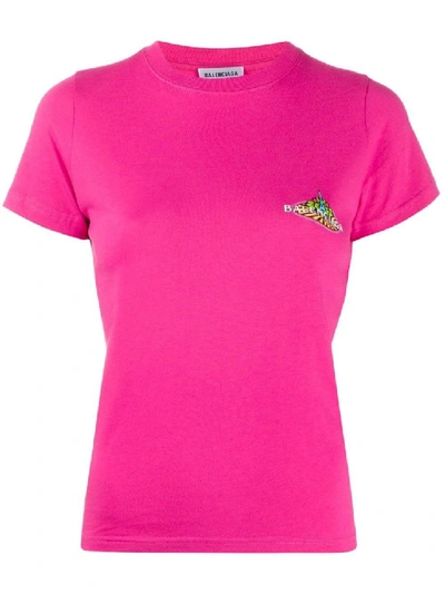 Shop Balenciaga Bonjour Logo T-shirt In Pink