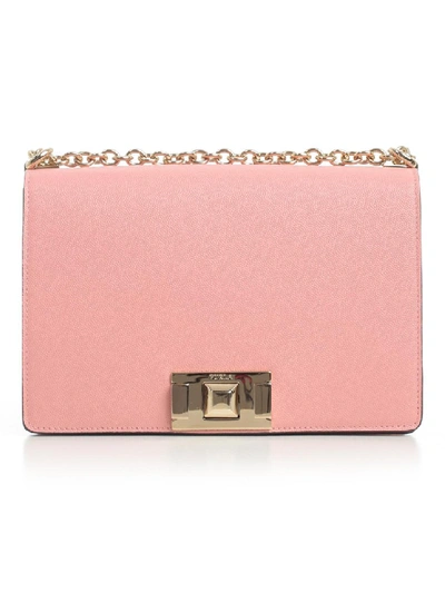 Shop Furla Mimi Leather Shoulder Bag In Pink
