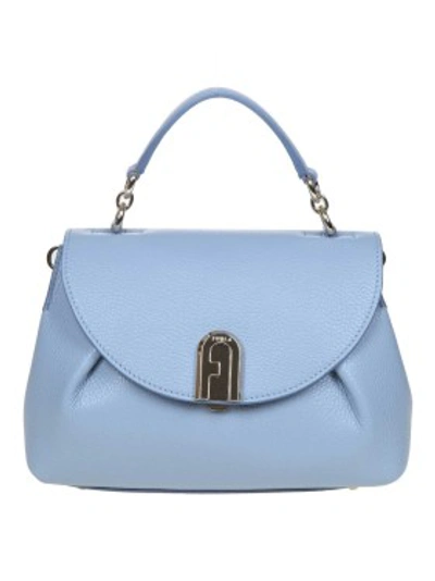 Shop Furla Sleek S Hand Bag In Heavenly Leather In Blue