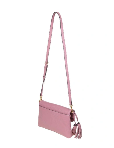 Shop Tory Burch Mcgraw Fold-over Shoulder Bag In Pink Leather