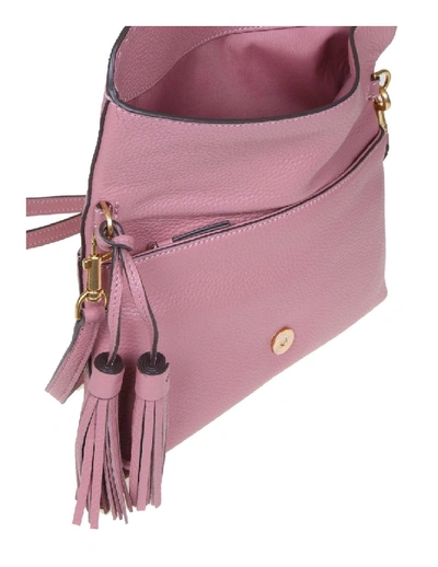 Shop Tory Burch Mcgraw Fold-over Shoulder Bag In Pink Leather