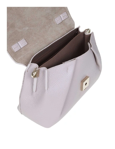 Shop Furla Sleek S Hand Bag In Beige Color Leather In White