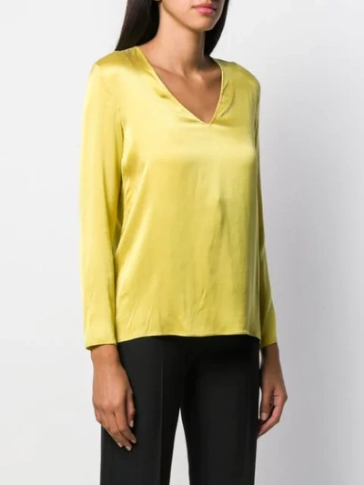 Shop Antonelli V-neck Silk Top In Green