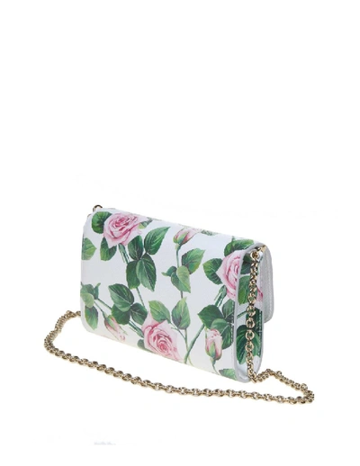 Shop Dolce & Gabbana Microbag In Calf Leather With Print In Grey