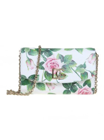 Shop Dolce & Gabbana Microbag In Calf Leather With Print In Grey