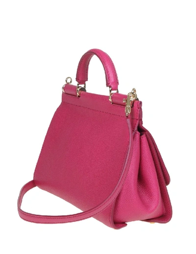 Shop Dolce & Gabbana Small Soft Sicily Bag In Calf Leather In Pink