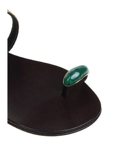 Shop Giuseppe Zanotti Ring Gem Leather Sandals In Black