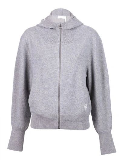 Shop Chloé Hooded Cashmere Zip-up Hoodie In White