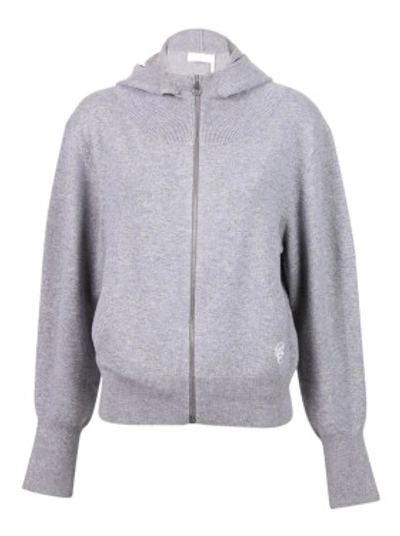 Shop Chloé Hooded Cashmere Zip-up Hoodie In White