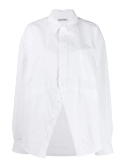 Shop Balenciaga Deconstructed Over-sized Shirt In White