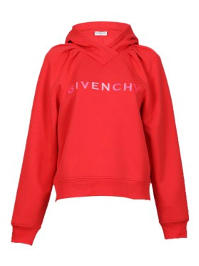 Shop Givenchy Logo Block Hoodie, Red