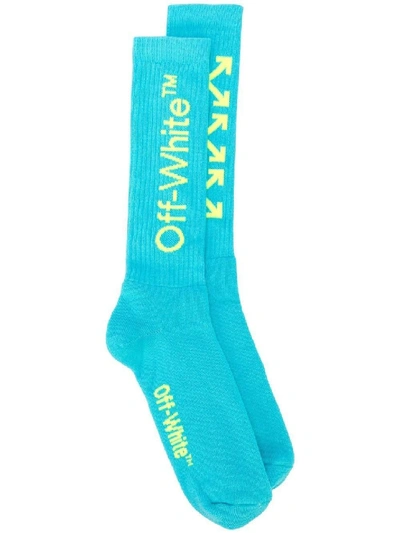 Shop Off-white Blue Men's Arrow Logo Socks