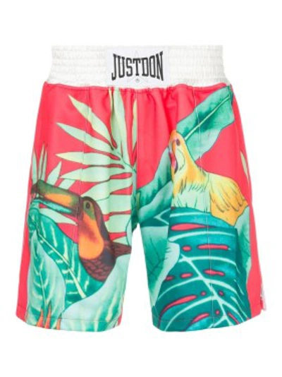 Shop Just Don Tropical Logo Shorts In Grey