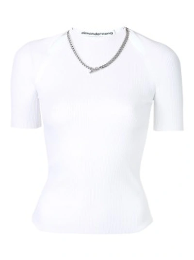 Shop Alexander Wang Ribbed Tee With Chain Necklace In White