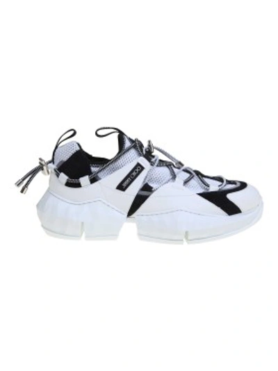 Shop Jimmy Choo Sneakers Diamond Trail / M In Stretch Fabric Color White