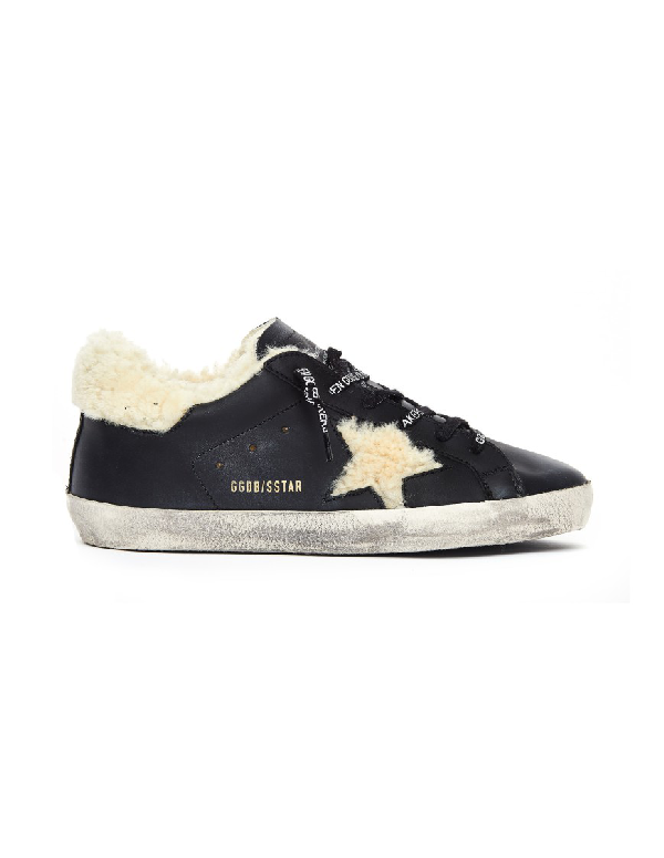 golden goose black shearling sneakers