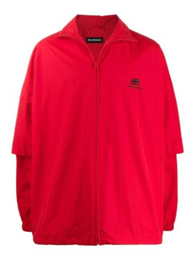 Shop Balenciaga Red Men's Red Double Sleeve Jacket