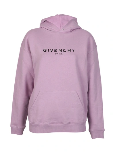 Shop Givenchy Distressed Logo Print Hoodie In Grey