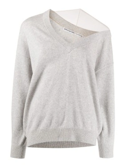 Shop Alexander Wang Off-shoulder Sweater With Mesh Inlay In White