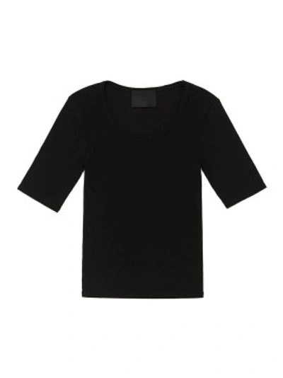 Shop Wone Short-sleeve Ribbed T-shirt In Black