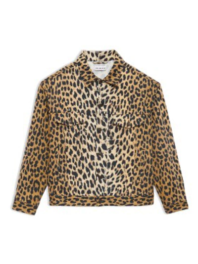 Shop Balenciaga Leopard Denim Jacket In Neutrals