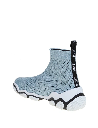 Shop Red Valentino Sneakers Glam Run In Knit Celeste Color In Blue