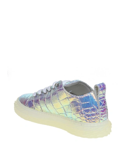 Shop Giuseppe Zanotti Sneakers Blabber Jellyfish In Iridescent Leather In White