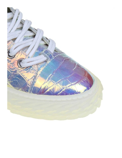 Shop Giuseppe Zanotti Sneakers Blabber Jellyfish In Iridescent Leather In White