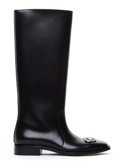 Shop Balenciaga Black Leather Rain Bb Boots