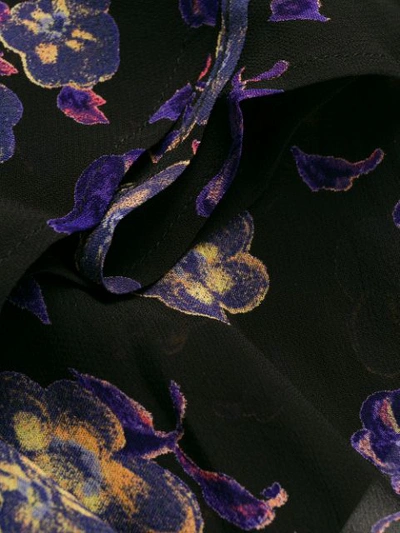 Shop Ganni Floral Wrap Mini Skirt In 99 Black