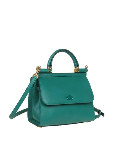 Shop Dolce & Gabbana Sicily Bag 58 Small In Calf Leather In Green