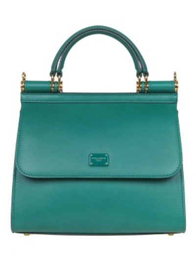 Shop Dolce & Gabbana Sicily Bag 58 Small In Calf Leather In Green