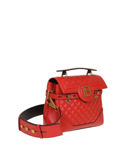 Shop Balmain B-buzz Bag 23 In Quilted Leather Red