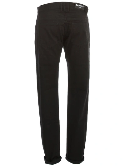 Shop Balmain Straight-leg Jeans In Black