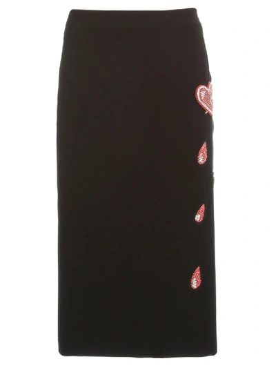 Shop Moschino Embellished Pencil Skirt In Black