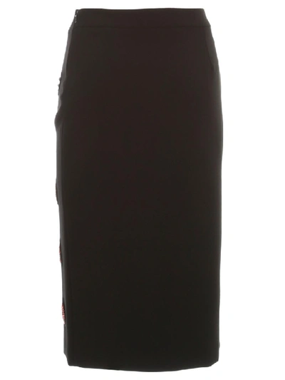 Shop Moschino Embellished Pencil Skirt In Black