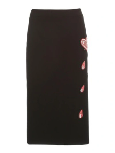 Shop Moschino Embellished Pencil Skirt In Black