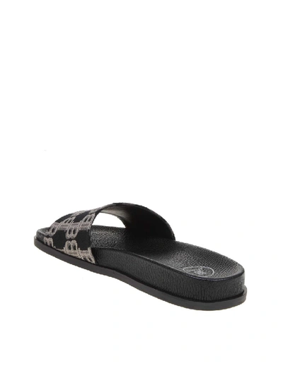 Shop Balmain Paton Sandal In Black / Beige Fabric