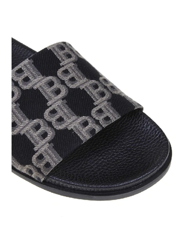 Shop Balmain Paton Sandal In Black / Beige Fabric