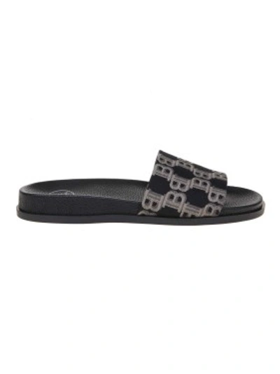 Shop Balmain Paton Sandal In Black / Beige Fabric