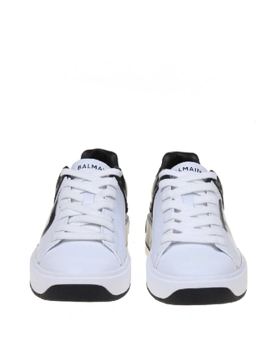 Shop Balmain B-court Sneakers In Leather White / Black