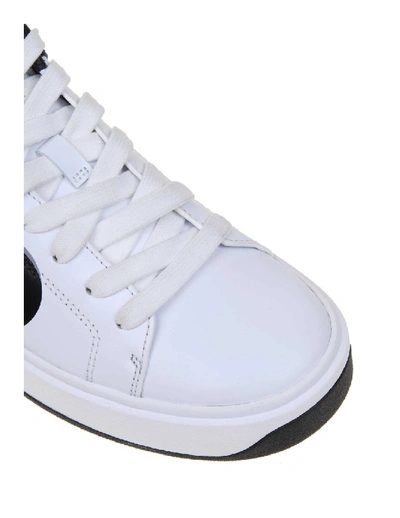 Shop Balmain B-court Sneakers In Leather White / Black