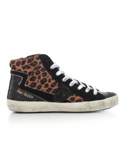 Shop Philippe Model Sneakers High Animalier In Black