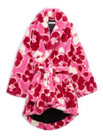 Shop Balenciaga Pink Faux Fur Coat