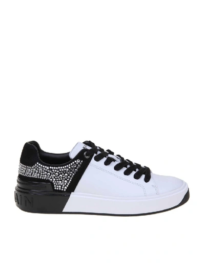 Shop Balmain B-court Sneakers In Leather White / Black