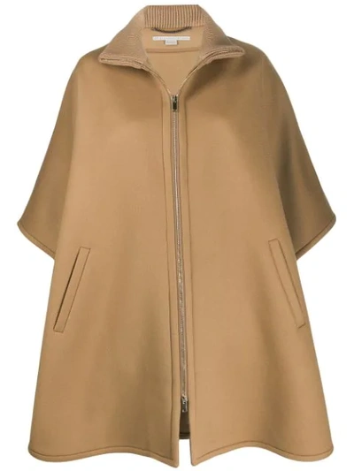 Shop Stella Mccartney Oversized Zip-front Cape In Neutrals