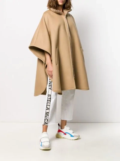 Shop Stella Mccartney Oversized Zip-front Cape In Neutrals