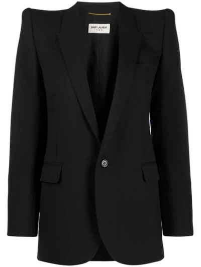 Shop Saint Laurent Exaggerated-shoulder Blazer In Black