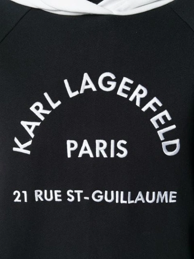 Shop Karl Lagerfeld Contrast Panel Logo Hoodie In Black