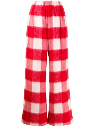 Shop Jejia Checked Straight Trousers In Red